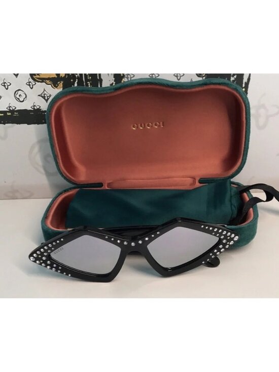 New Authentic Gucci Black Rhinestone Sunglasses. GG0496s 004 main image 7